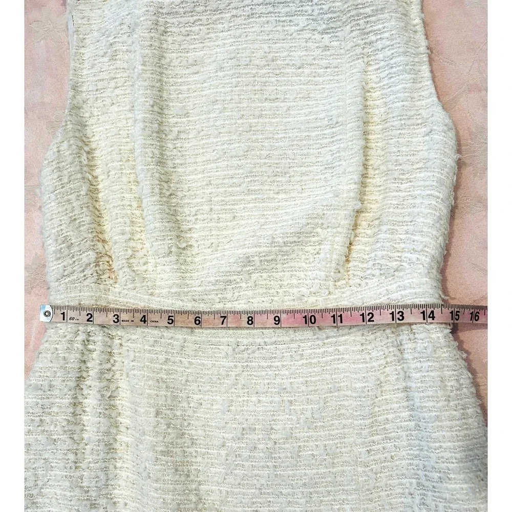 Chanel‎ Cream Tweed Sleeveless Dress Lion Head Buttons 2017 FR 42 US 8 10